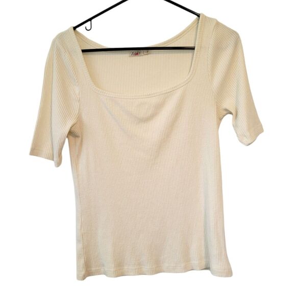 Faherty Tops - Faherty Cream Ribbed Square Neck Top Size Large